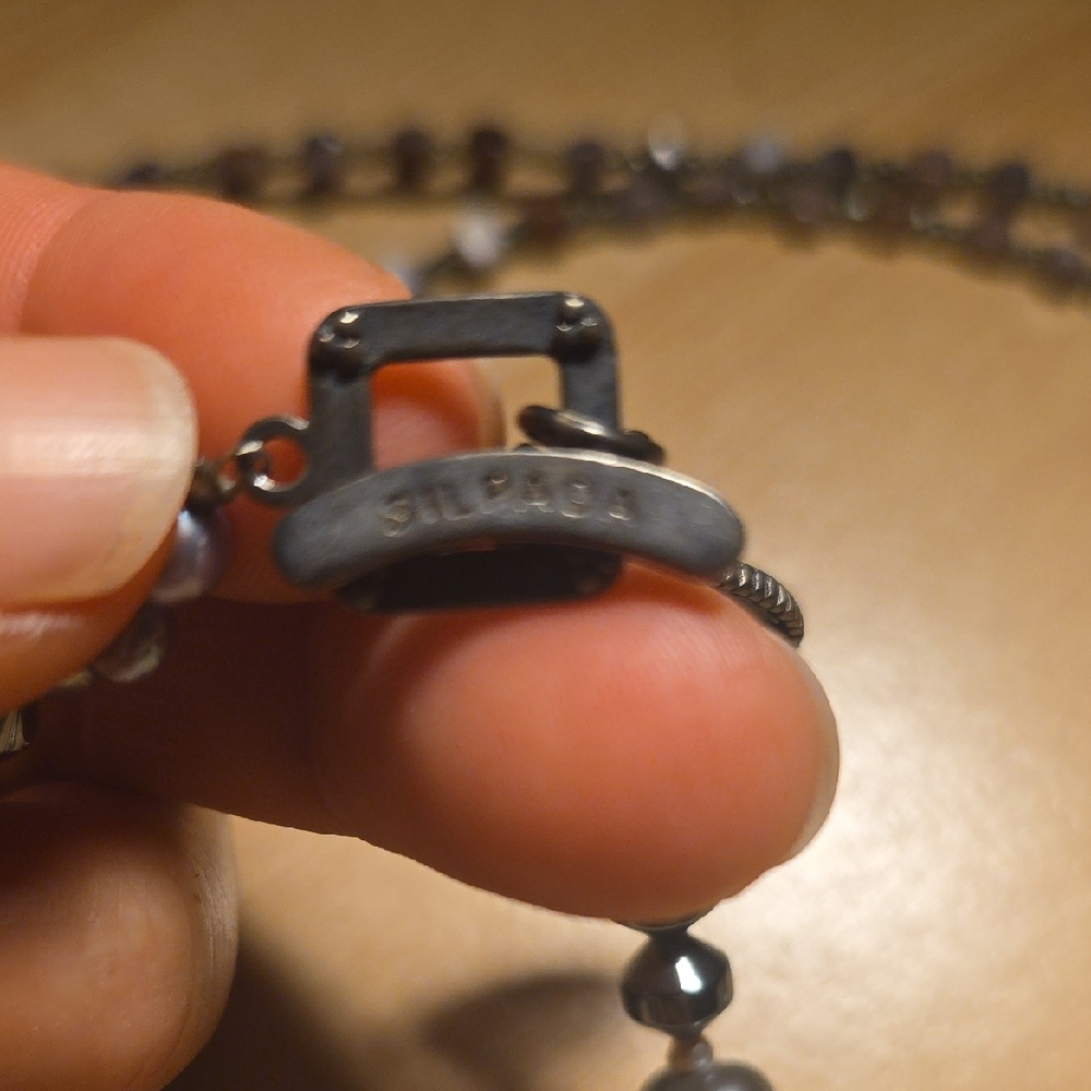 Silpada Metallic Hematite Beaded Necklace with Charm Drop - Picture 4 of 5